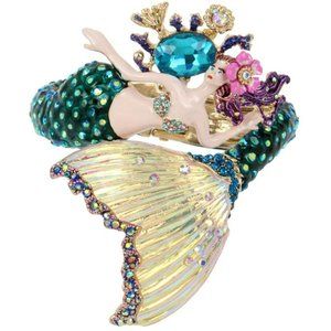 Betsey Johnson Mermaid Hinged Bangle Bracelet RARE